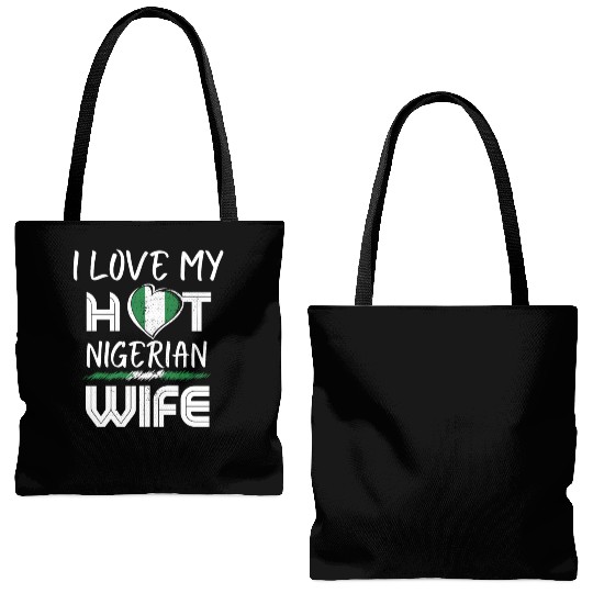 Funny I Love My Hot Nigerian Wife Husband Tote Bags (AOP)