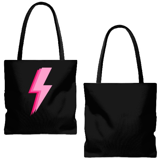 Layered trendy hot pink and light pink lightning Tote Bags (AOP)