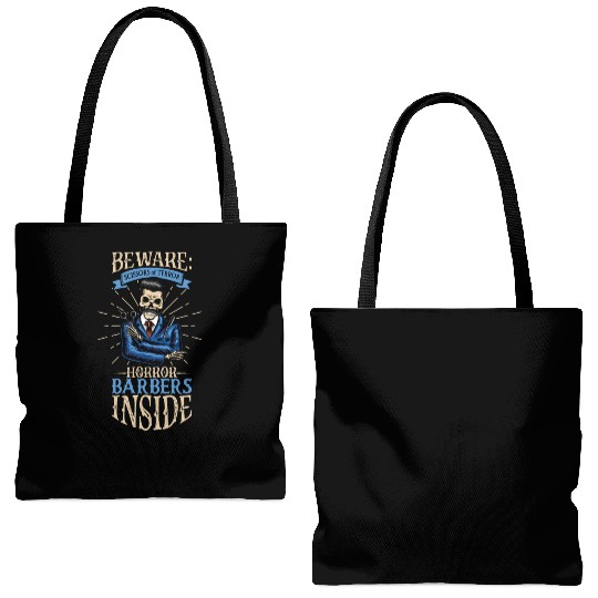 Horror Barber Spooky Hairdresser Hairstylist Hair Tote Bags (AOP)