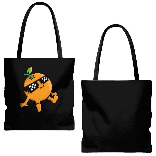 Cool Relaxing Orange Fruit Pixel Sunglasses Face Tote Bags (AOP)