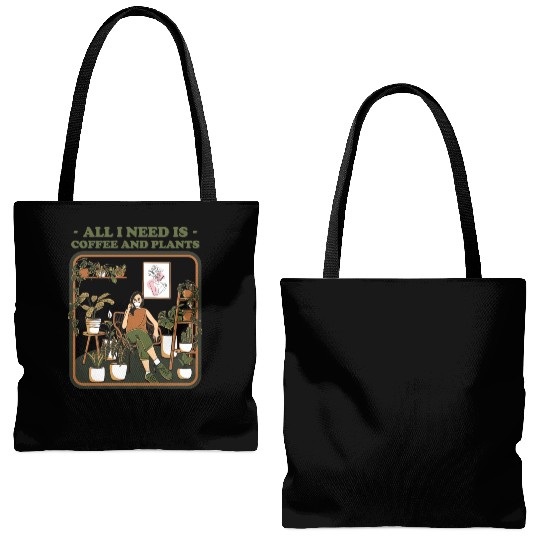 All I Need Is Coffee And Plants Tote Bags (AOP)