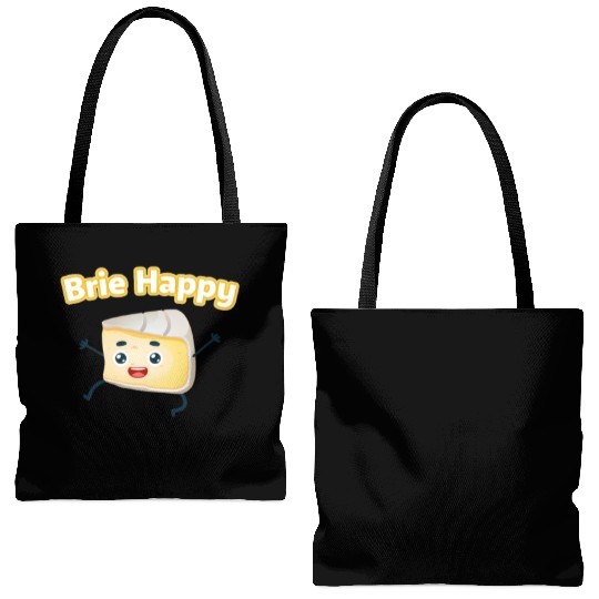 Brie Happy: Cheesy Pun for Cheese Lovers Tote Bags (AOP)