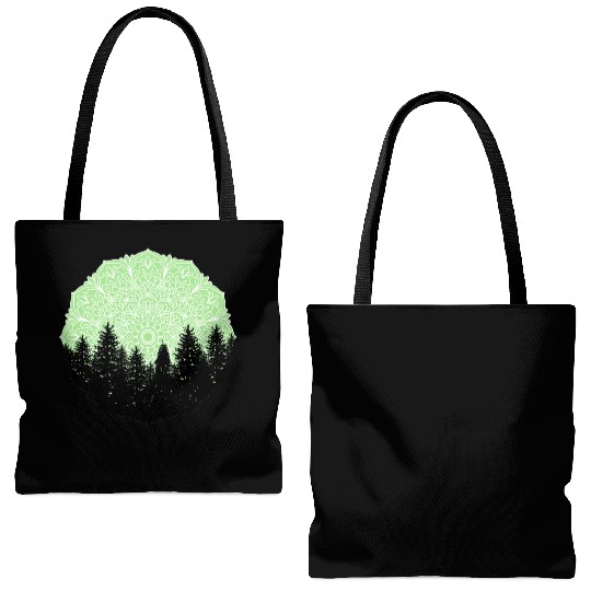 Green Forest Mandala Pacific Northwest Tote Bags (AOP)
