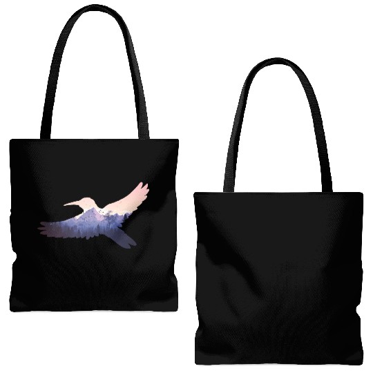 Hummingbird Bird Mountains Fly Nature Paradise Tote Bags (AOP)