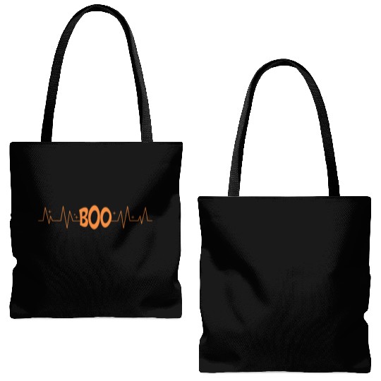 Boo Heart Beat Rate Happy Halloween Scary Night Tote Bags (AOP)