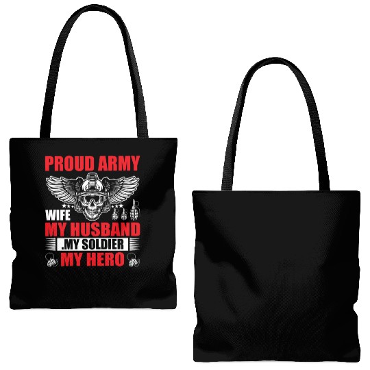 Proud Army Wife My Husband my Soldier My Hero Tote Bags (AOP)