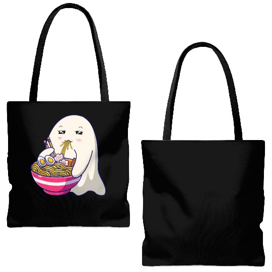 Cute Ghost Eat Ramen Kawaii Anime Halloween Noodle Tote Bags (AOP)