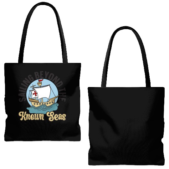 Sailing Beyond The Known Seas Columbus Day Tote Bags (AOP)
