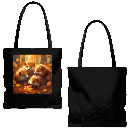 Rustic Fall Foliage Woodland Hedgehog Haven Tote Bags (AOP)