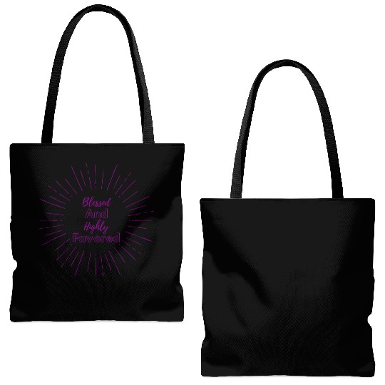Blessed and Highly Favored Purple Tote Bags (AOP)