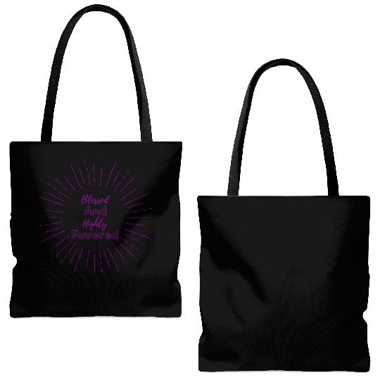 Blessed and Highly Favored Purple Tote Bags (AOP)