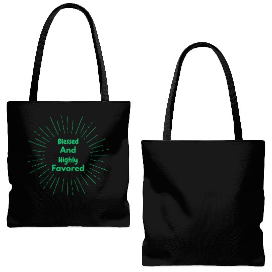 Blessed and Highly Favored Green Tote Bags (AOP)