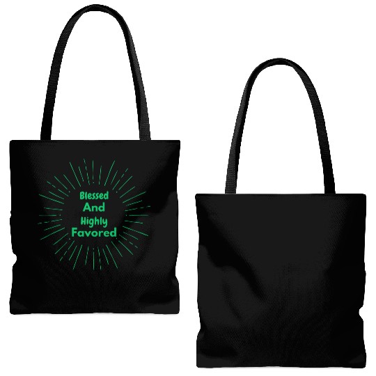 Blessed and Highly Favored Green Tote Bags (AOP)