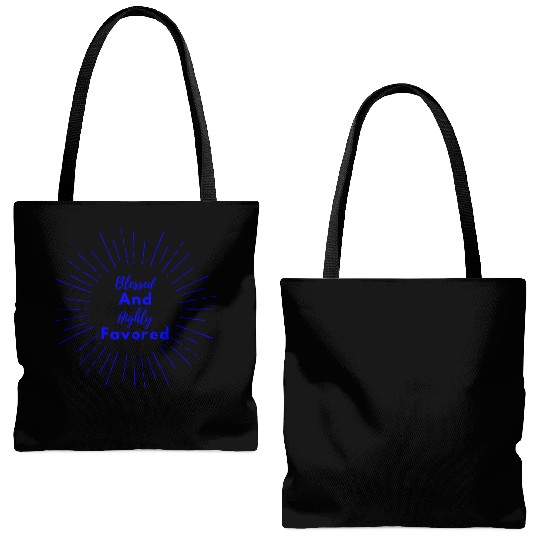 Blessed and Highly Favored Blue Tote Bags (AOP)