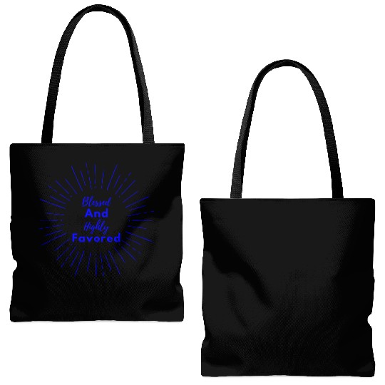 Blessed and Highly Favored Blue Tote Bags (AOP)