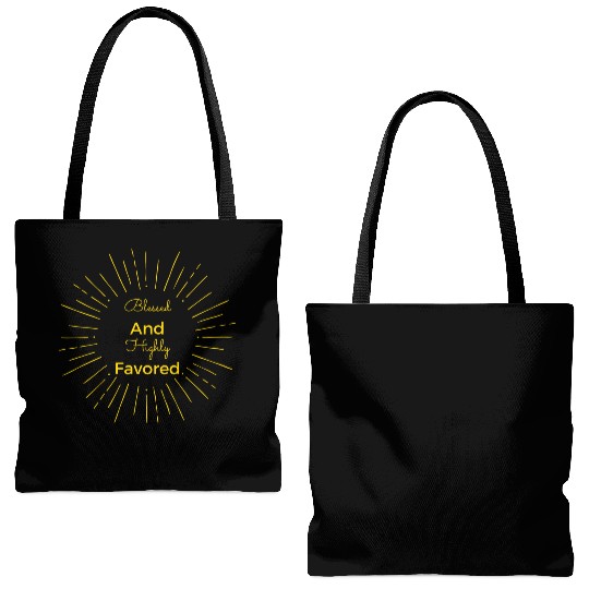 Blessed and Highly Favored Gold Tote Bags (AOP)