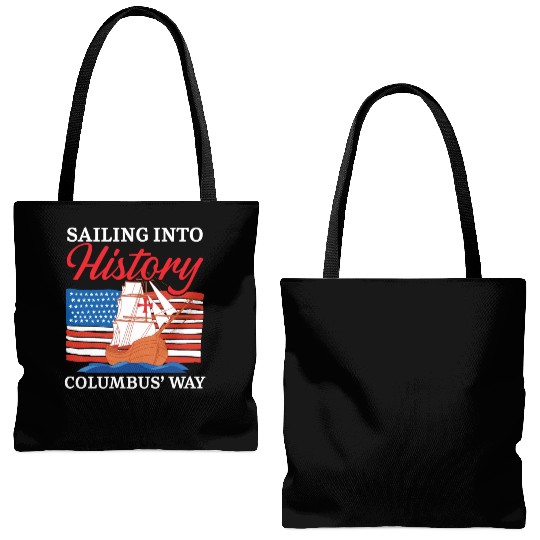 Sailing Into History Columbus' Way Columbus Day Tote Bags (AOP)