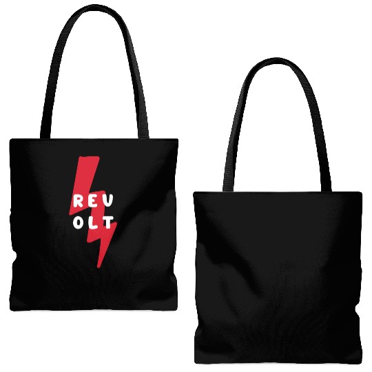 Revolt Lightning Bolt Revolutionary Tote Bags (AOP)