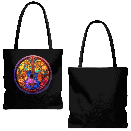 I Love Stained Glass Art and Guitar Designs - Holy Tote Bags (AOP)