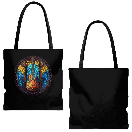 Guitar Stained Glass Art - Men Women Guitar Tote Bags (AOP)
