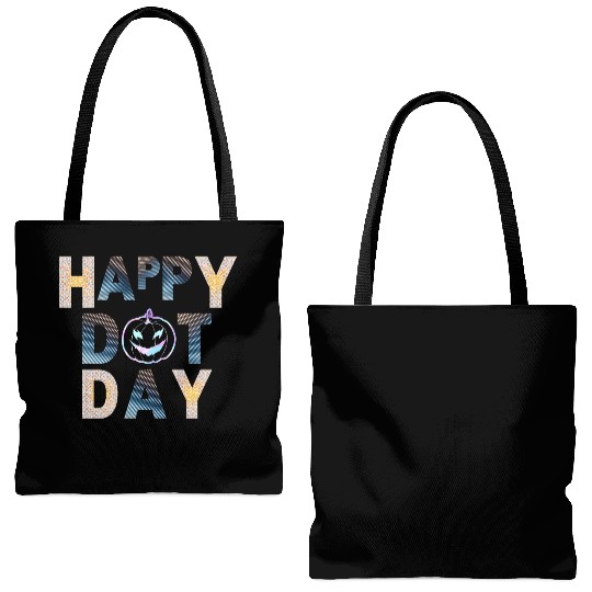 Happy dot day pumpkin polka dot Tote Bags (AOP)