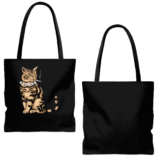 Cat Smoking Tote Bags (AOP)