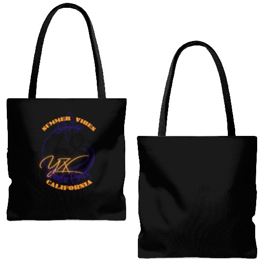 Santa Cruz California summer vibes surfing Tote Bags (AOP)
