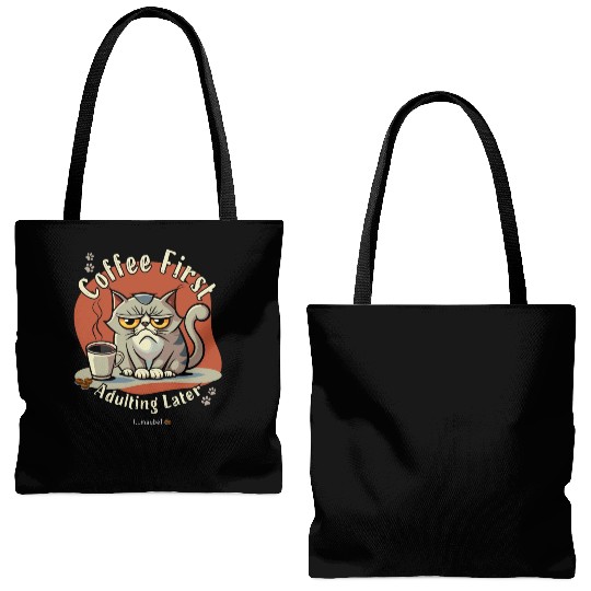 Coffee First - Adulting Later (...maybe) Tote Bags (AOP)