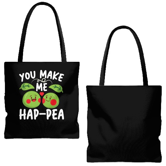 You Make Me Hap-pea for a Husband Wife Bride Tote Bags (AOP)