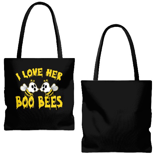 I Love Her Boo Bees Halloween Tote Bags (AOP)