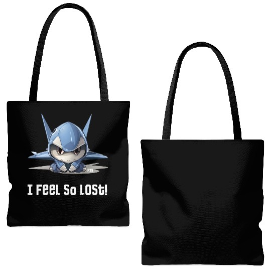 Little Lost Cute F35 Fighter Plane Illustration Tote Bags (AOP)