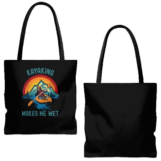 KAYAKING MAKES ME WET Funny Kayak Water Sport Tote Bags (AOP)