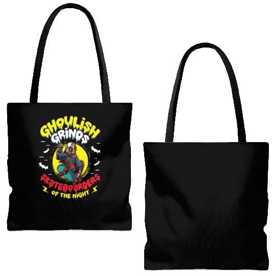 Spooky Horror Skateboarder Halloween Skateboarding Tote Bags (AOP)