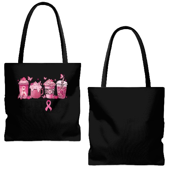 breast cancer coffee support squad Tote Bags (AOP)