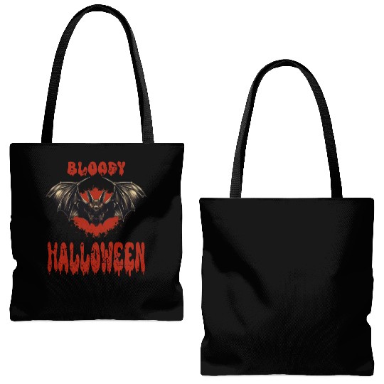 Bloody Halloween Vampire Bat Spooky Tote Bags (AOP)
