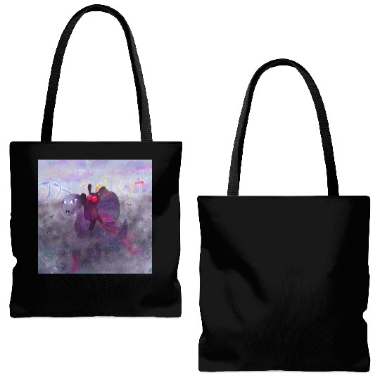 Mothman and Bessie the Lake Erie Monster's Vacay Tote Bags (AOP)
