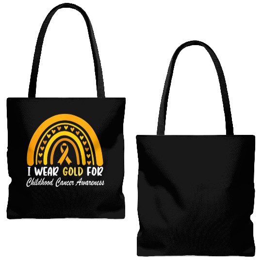 I Wear Gold For Childhood Cancer Awareness Tote Bags (AOP)