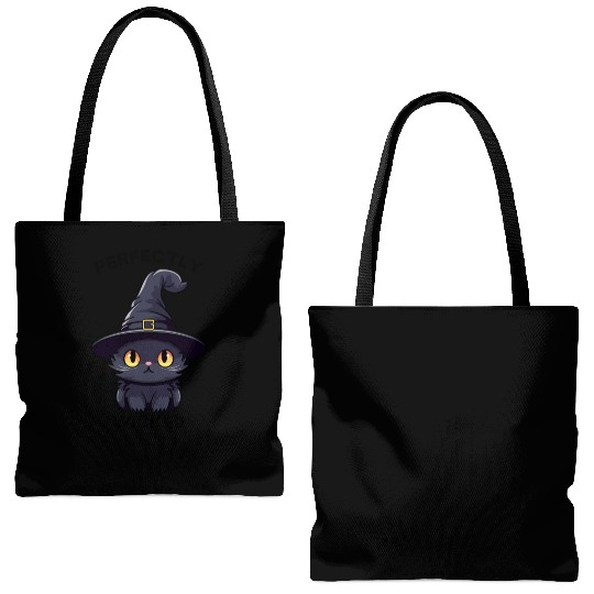 Wicked Cat Witch Funny Halloween Witch Tote Bags (AOP)