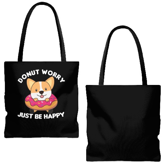 Cute Corgi Funny Animals In Donut Pink Tote Bags (AOP)