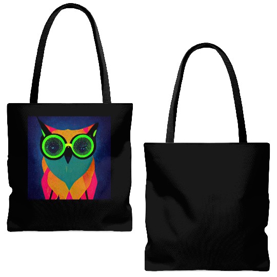 Mod Owl: Bold Owl with Green Glasses Tote Bags (AOP)
