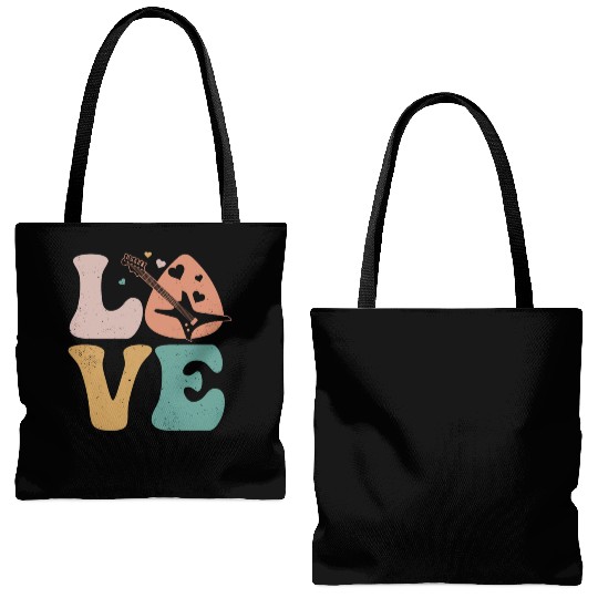 E-Guitar Electronic Guitar LOVE Tote Bags (AOP)