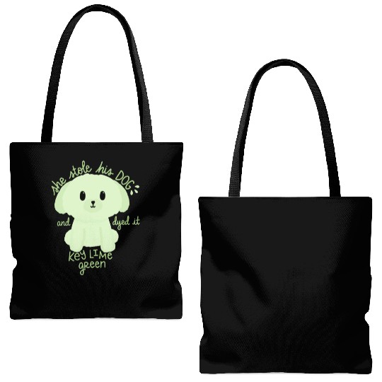Key Lime Green Dog Tote Bags (AOP)