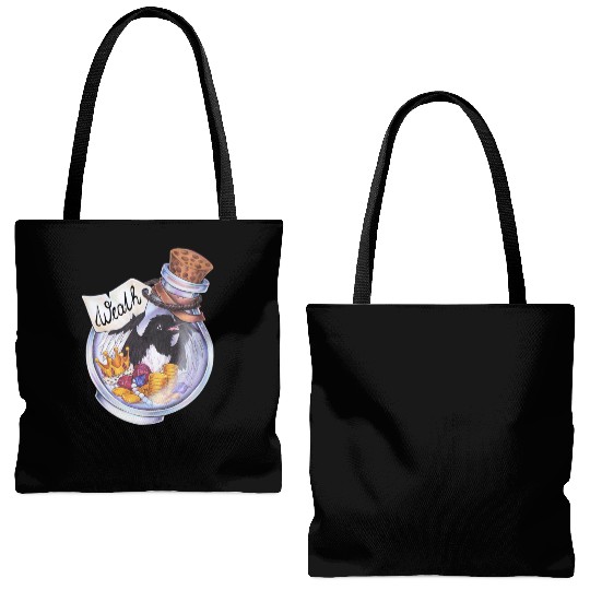 Potion magpie bird coins money treasure wealth Tote Bags (AOP)