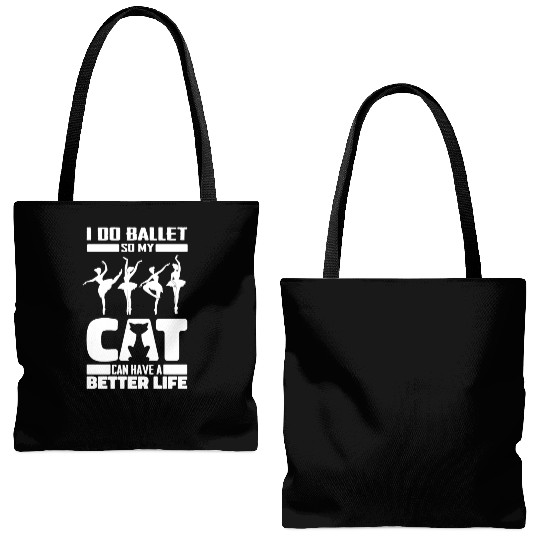 Ballet Ballerina Cat Tote Bags (AOP)