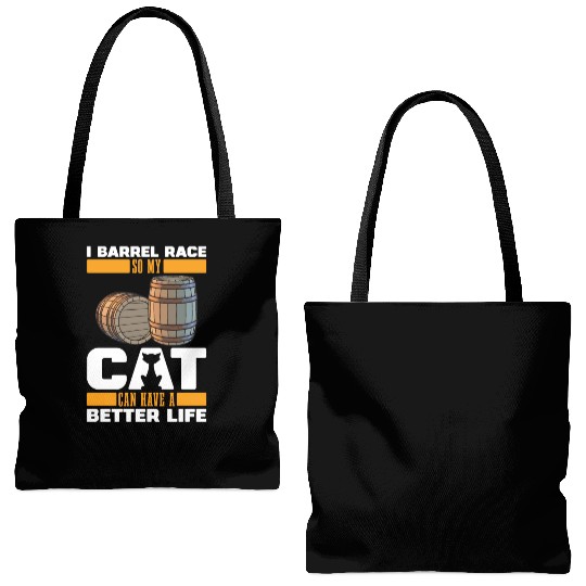 Horse Barrel Racing Cat Tote Bags (AOP)