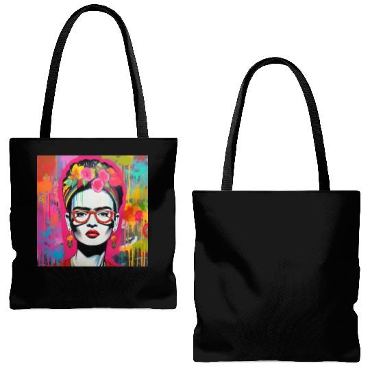 Frida Kahlo style urban art colorfull graffiti Tote Bags (AOP)