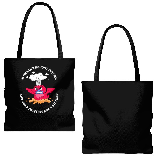 Elon Musk Angry Twitter Bird Tote Bags (AOP)