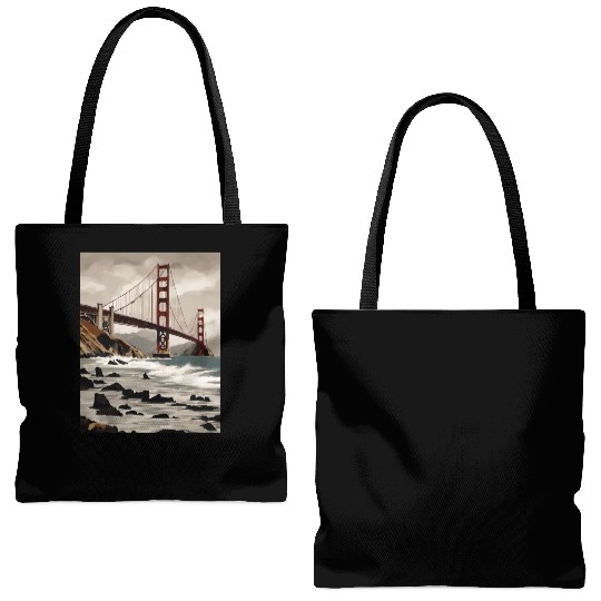 Golden Gate Bridge California Tote Bags (AOP), Golden Gate
