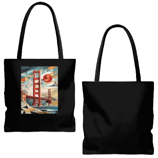 Golden Gate Bridge California Tote Bags (AOP), Golden Gate