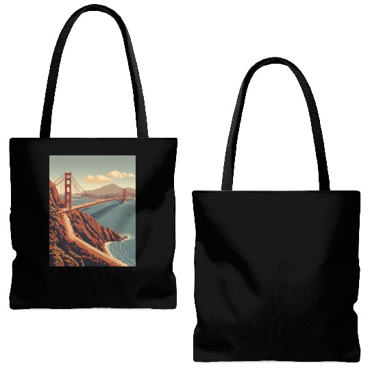 Golden Gate Bridge California Tote Bags (AOP), Golden Gate